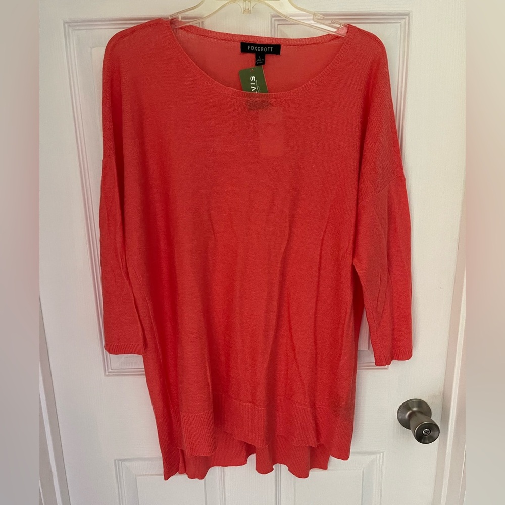 Foxcroft NWT Coral linen Blend sweater
